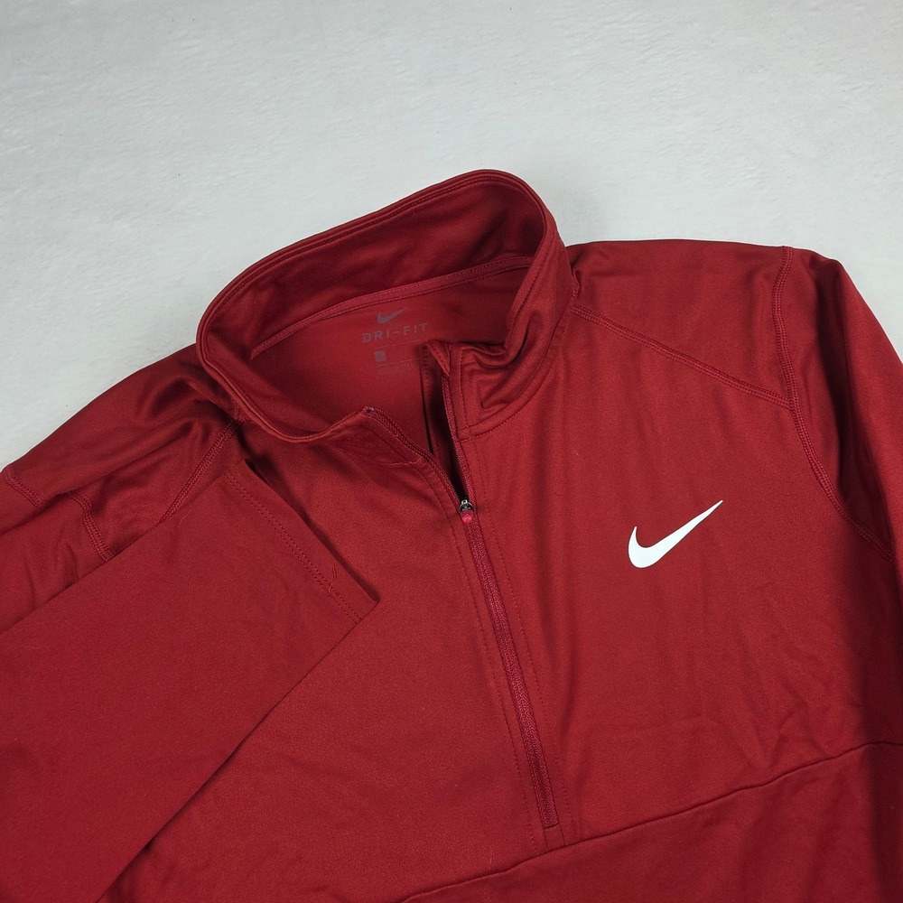 Nike Mens Dri-FIT Quarter Zip Pullover Red Training Running Top Large